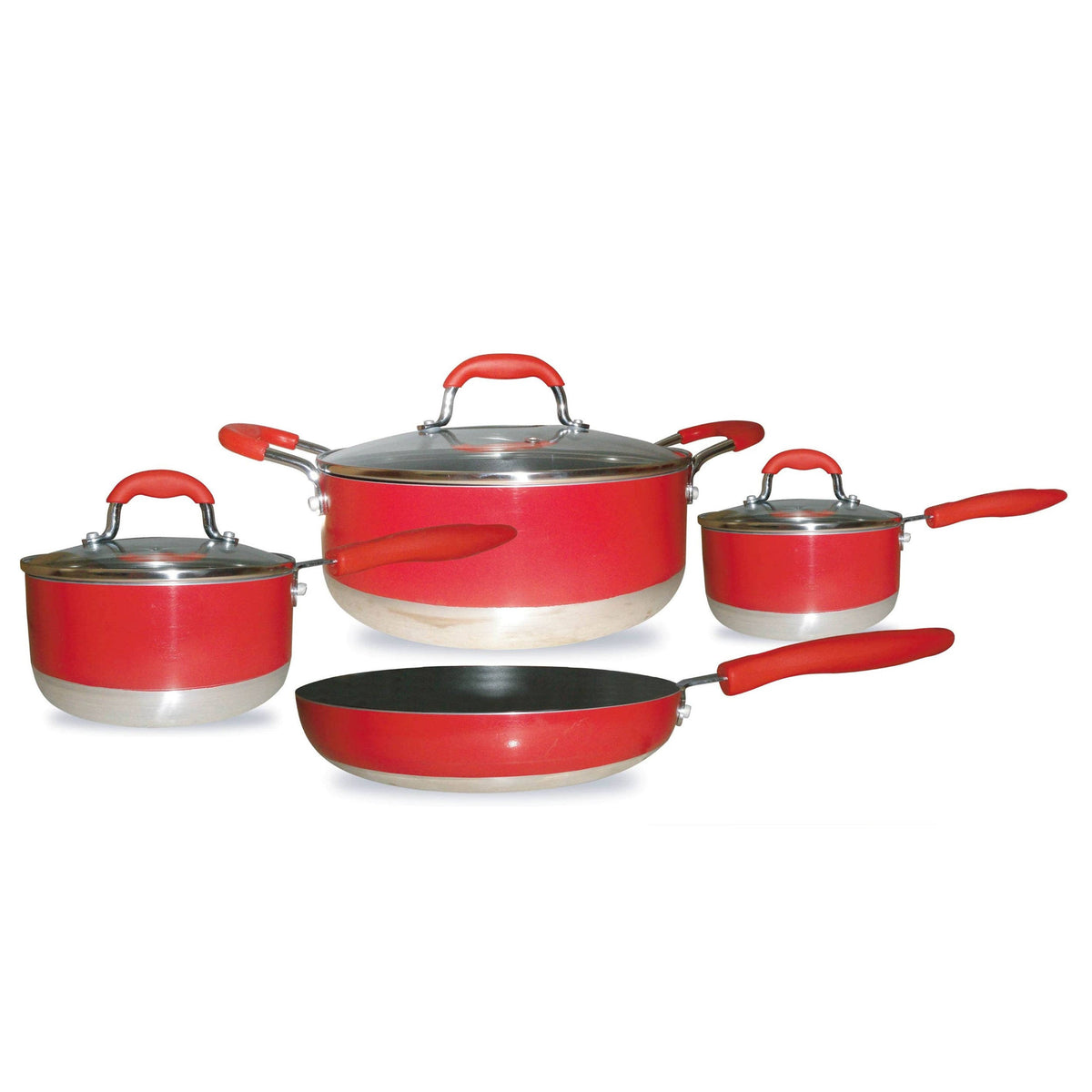 7 Piece Non-Stick Cookware Set, Red D1426