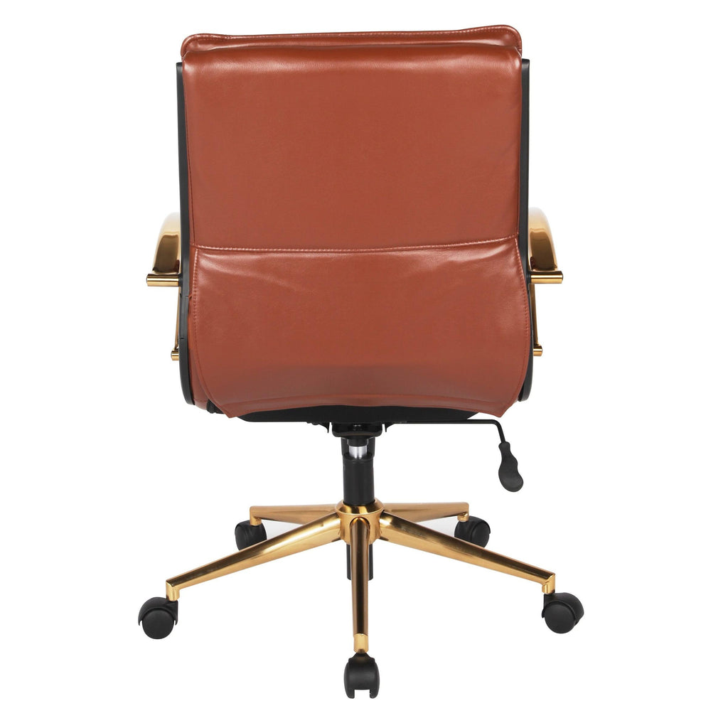 Navy Faux Leather Mid-Back Chair with Gold A15609