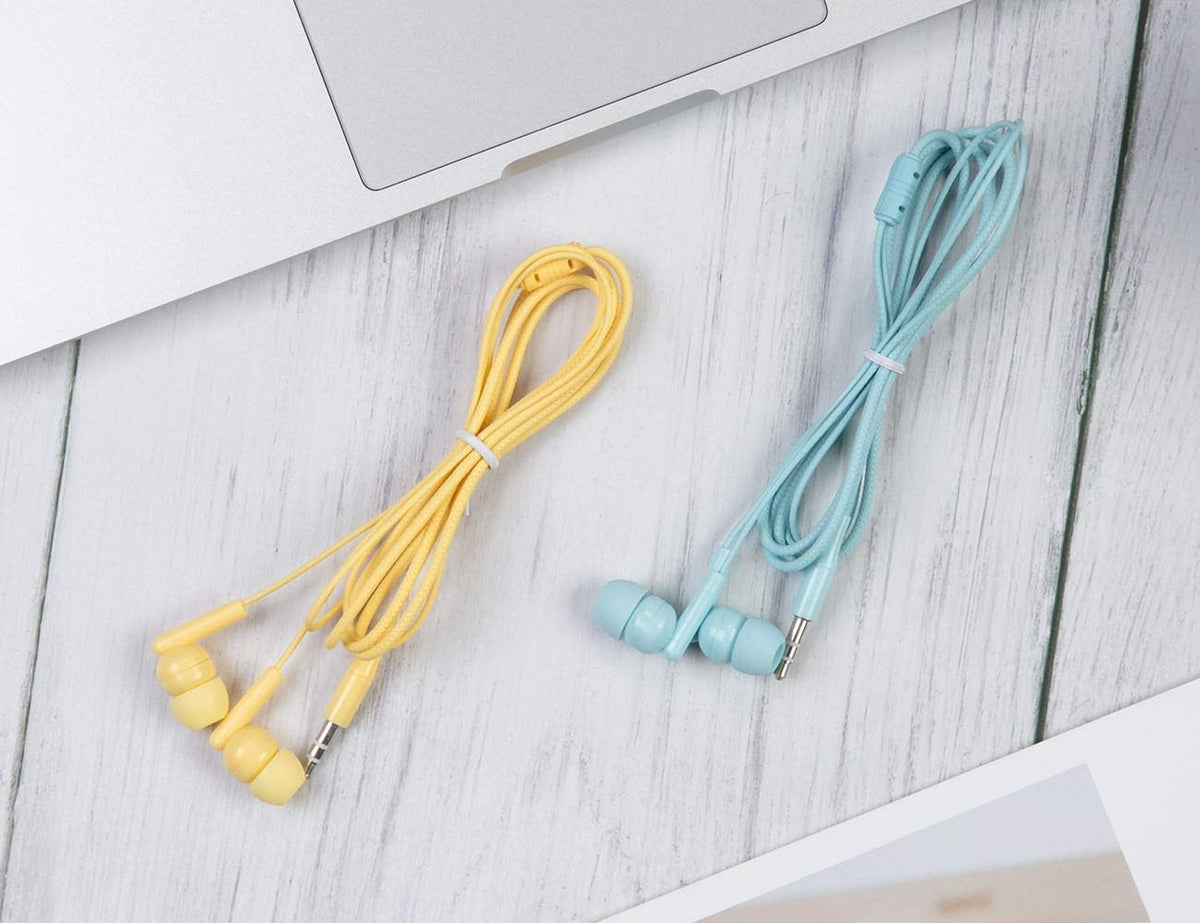 100 Packs Bulk Earbuds Headphones Individually Wrapped in 6 Colors I451