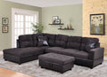 3 PCS Sectional Sofa Set with Storage Ottoman and Matching Pillows Y28187