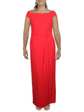 Red Pleated Off the Shoulder Formal Dress Size 2 C245