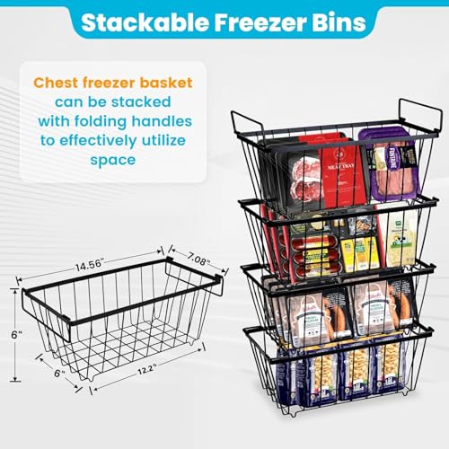 6 Pack Black Freezer Organizer Bins T453568