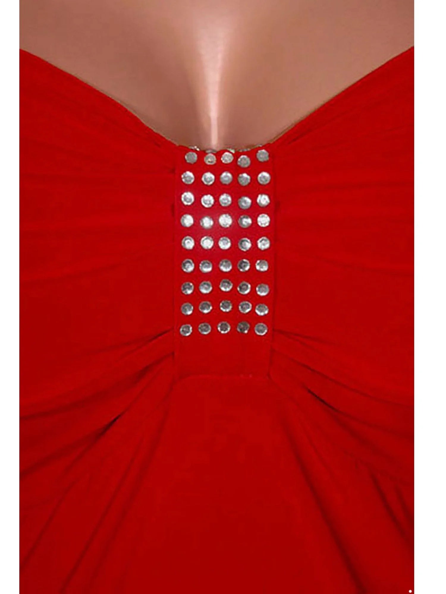 Red Empire Waist Rhinestones Cocktail Dress XXL Z440