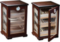 Countertop Display Cigar Humidor with 4 Glass Sides & Angled Trays, Dark Mahogony T99995