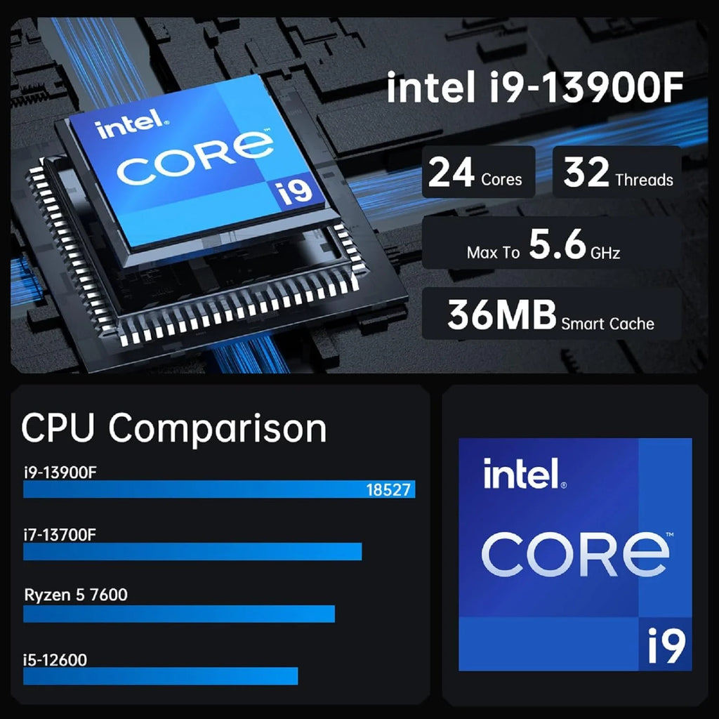 Mini Gaming PC i9-13900F GeForce RTX4070 32G DDR5 RAM 1T SSD Windows 11 Pro WiFi6E BT5.3 M582173