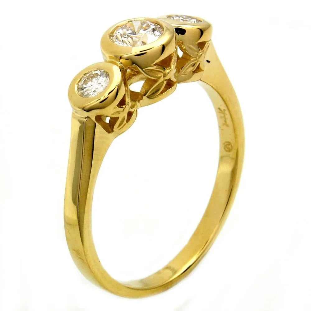 14K Yellow Gold Three-Stone Diamond Ring E30408