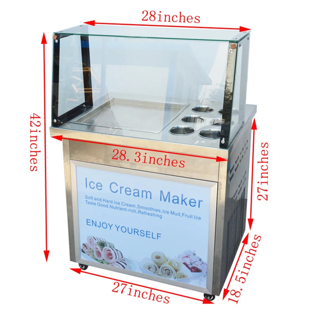 Commercial Fried Yogurt Machine with Dust Cover & 6 Buckets I385