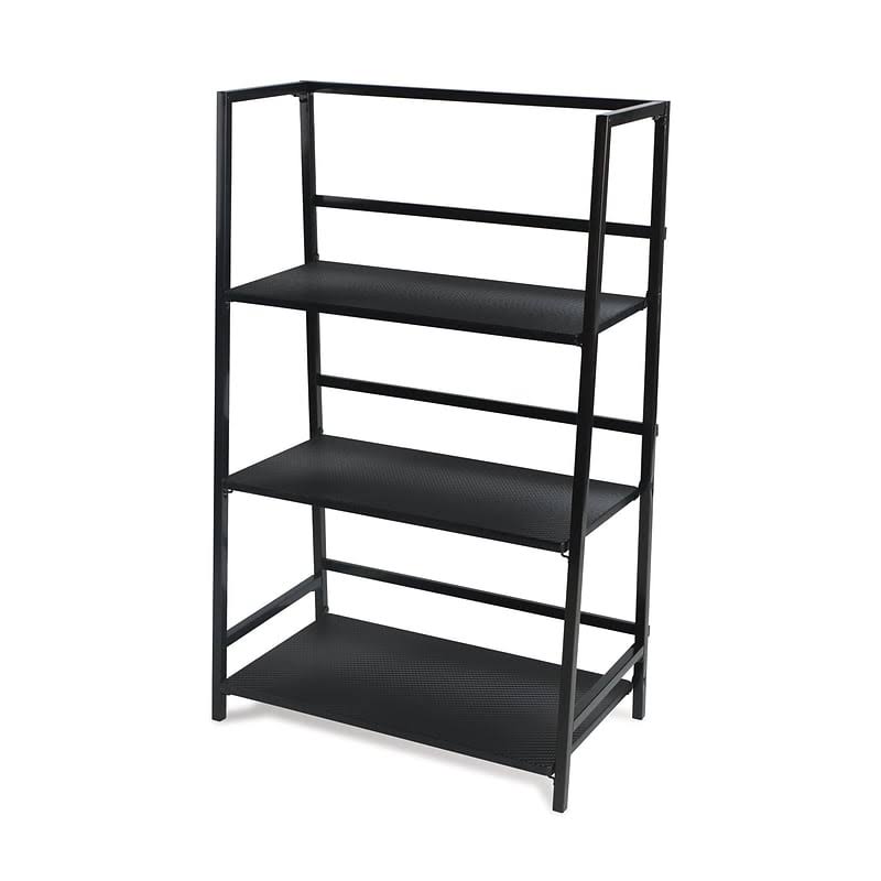 Black 3 Tier Folding Etagere Bookcase U2307