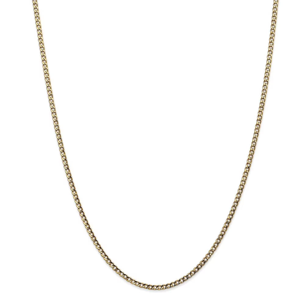 14k Gold 2.5mm Semi Solid Curb Chain Necklace 26 Inch S3444