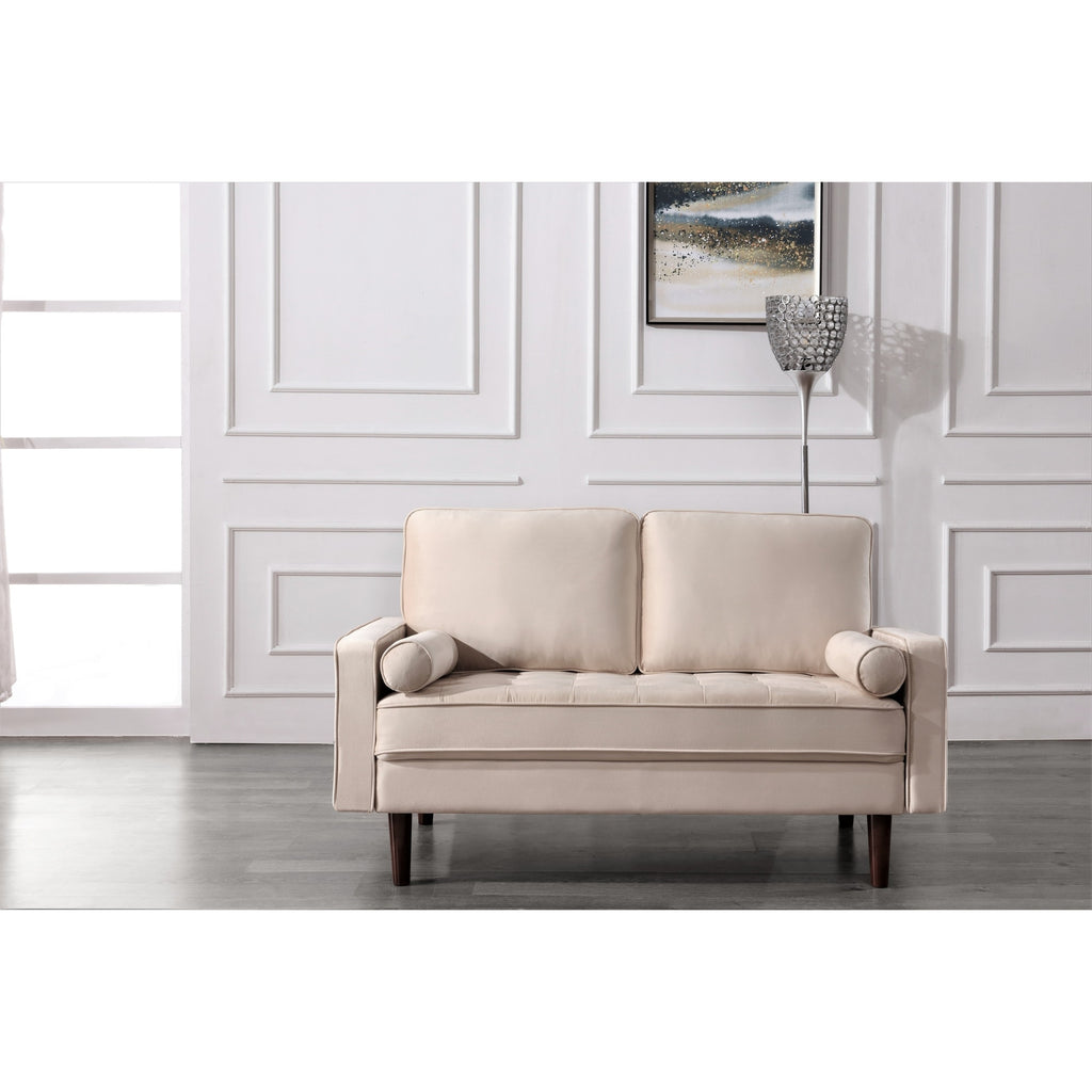 Beige Tufted Loveseat J112