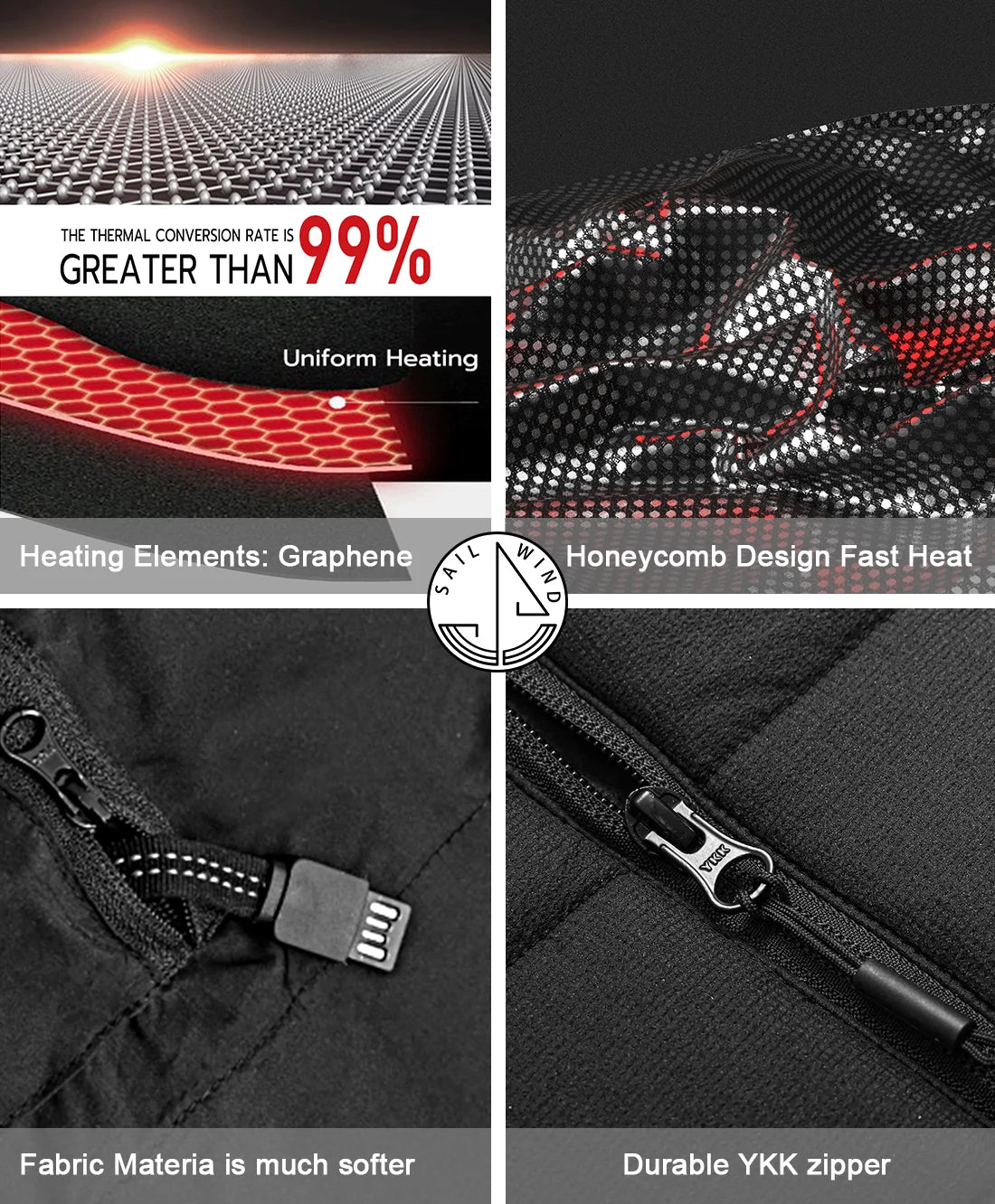 Lightweight Heated Vest with Removable Hood J351