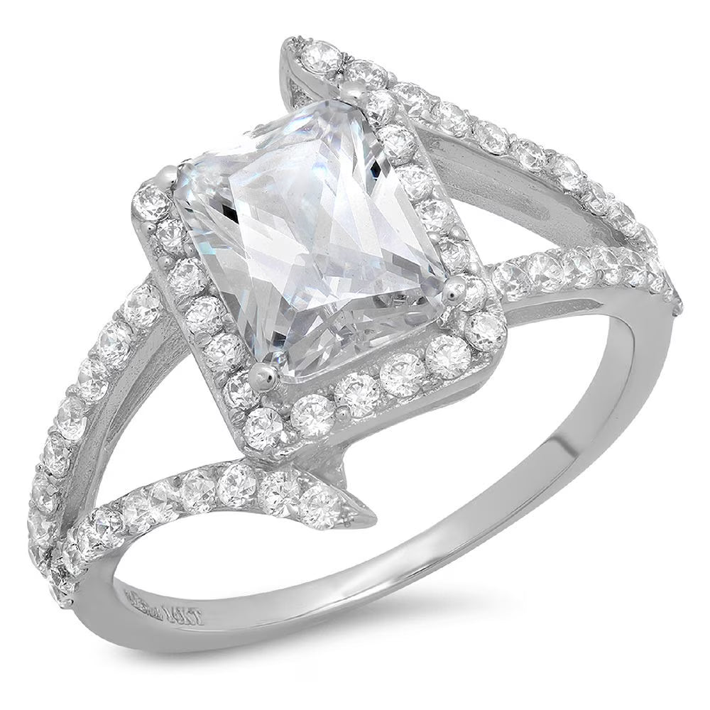Emerald Cut Simulated Diamond Halo Ring H6869