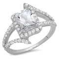 Emerald Cut Simulated Diamond Halo Ring H6869