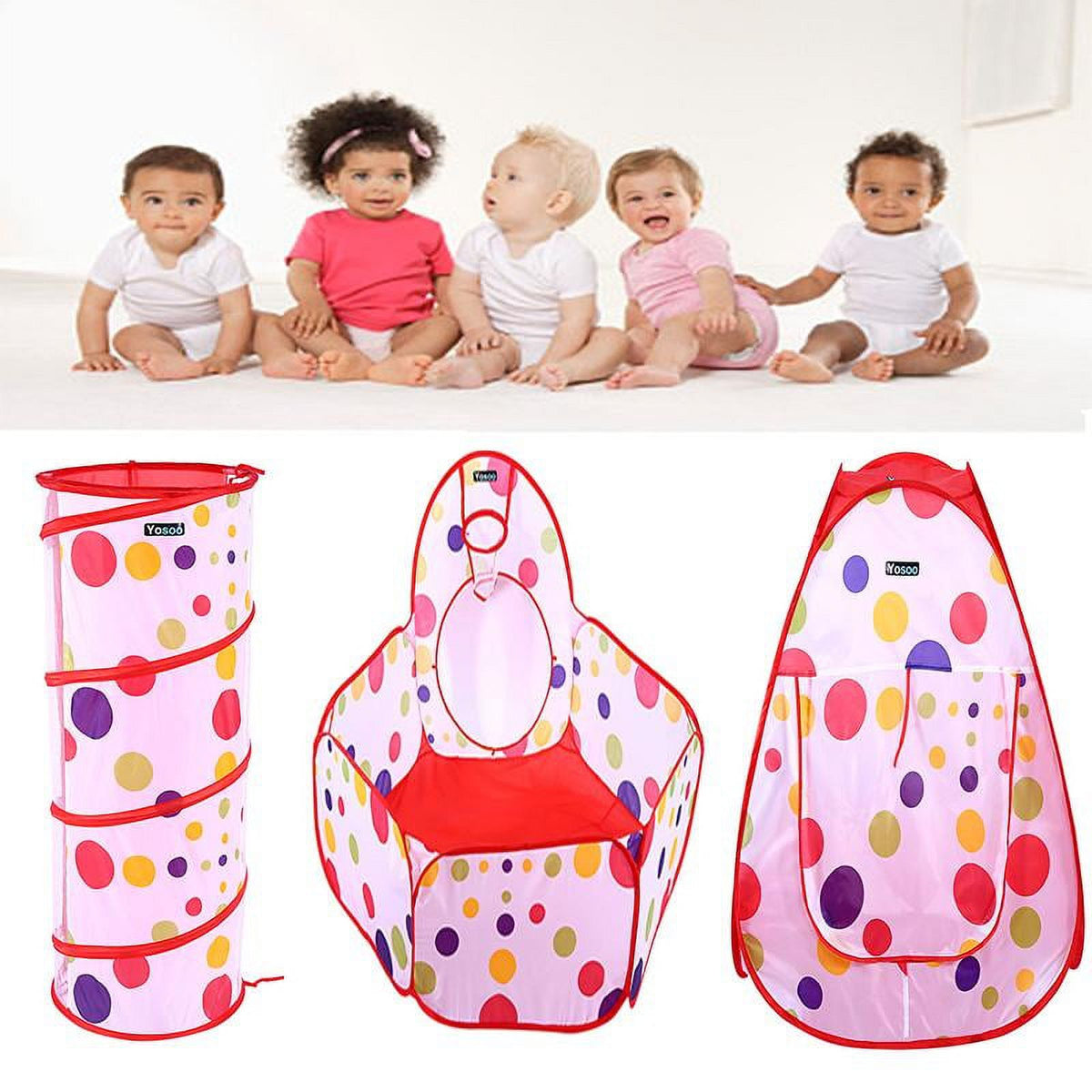 3 in 1 Kids Play Tent with Tunnel and Ball Pit F5277