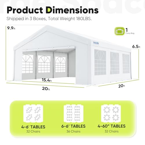 20x20 Heavy Duty Outdoor Canopy Tent with Storage Bags U64746