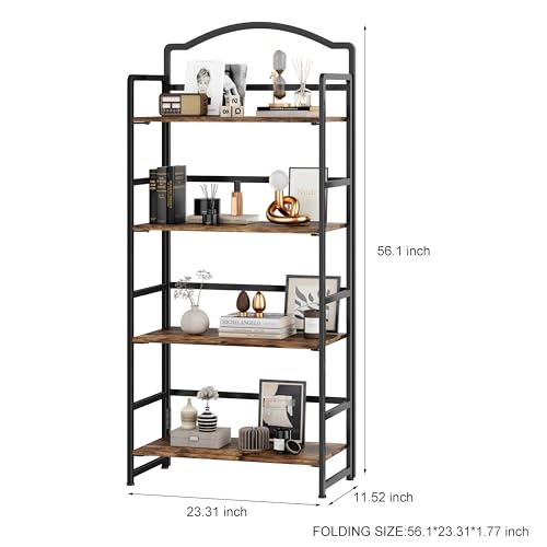5 Tier Vintage Wood Folding Bookshelf D5044
