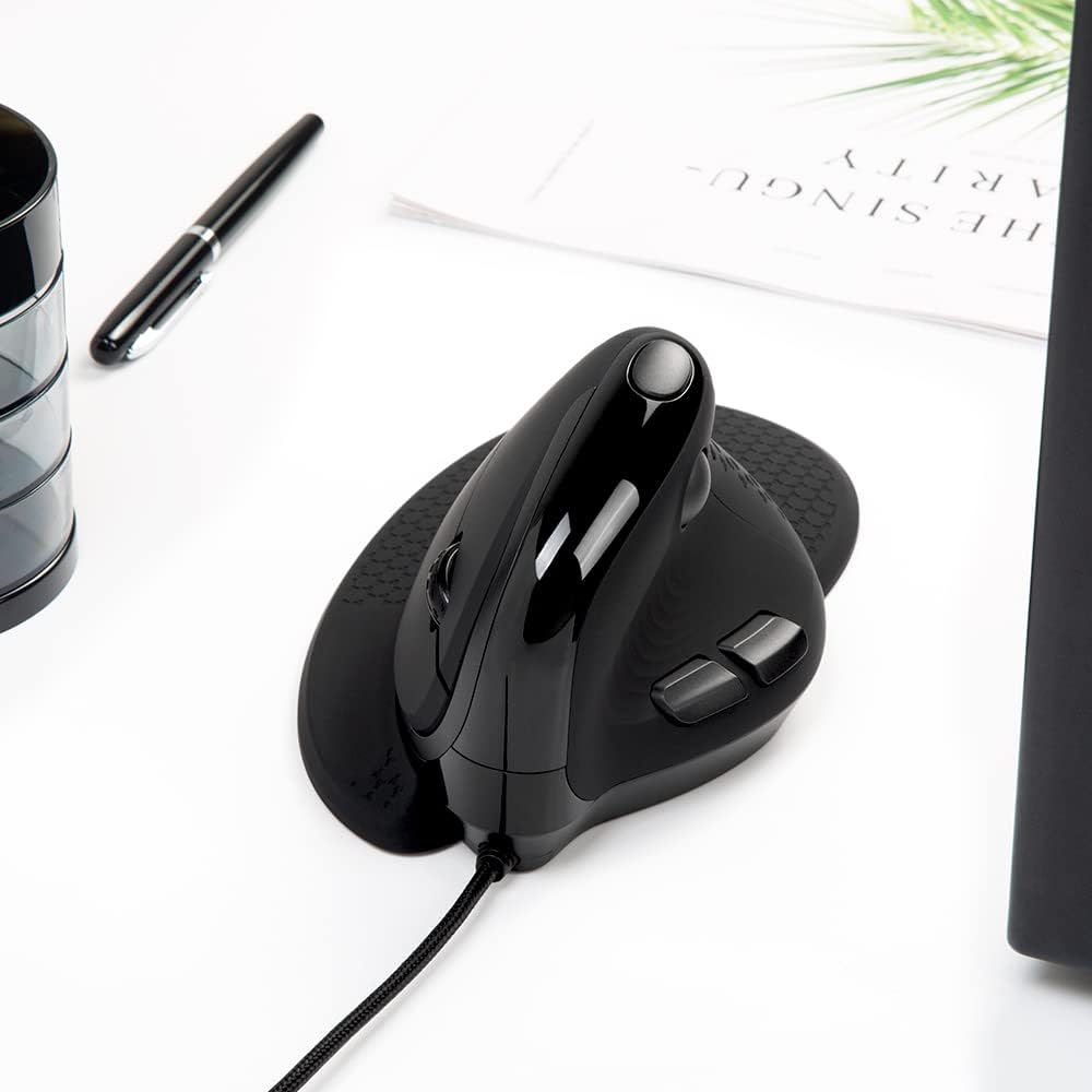 Wired Ergonomic Vertical Mouse with Thumb Wheel, 6 Programmable Buttons, 4000 DPI, Removable Wrist Rest W638
