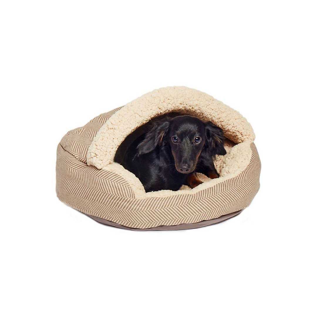 Herringbone Canvas Fleece Deep Dish Cave Bed X74282