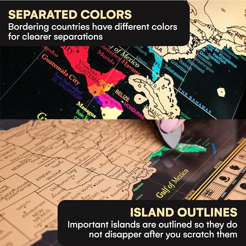 Scratch Off World Map Poster and United States Map with Accessories Set C548