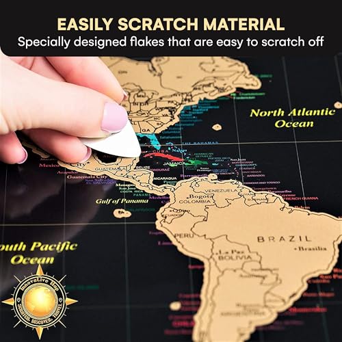 Scratch Off World Map Poster and United States Map with Accessories Set C548