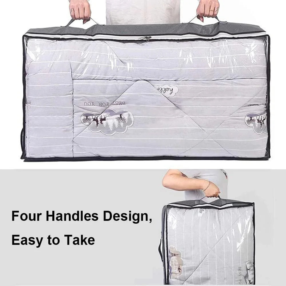 Black 4-Pack Large Underbed Storage Bags with Clear Window and Handles F919