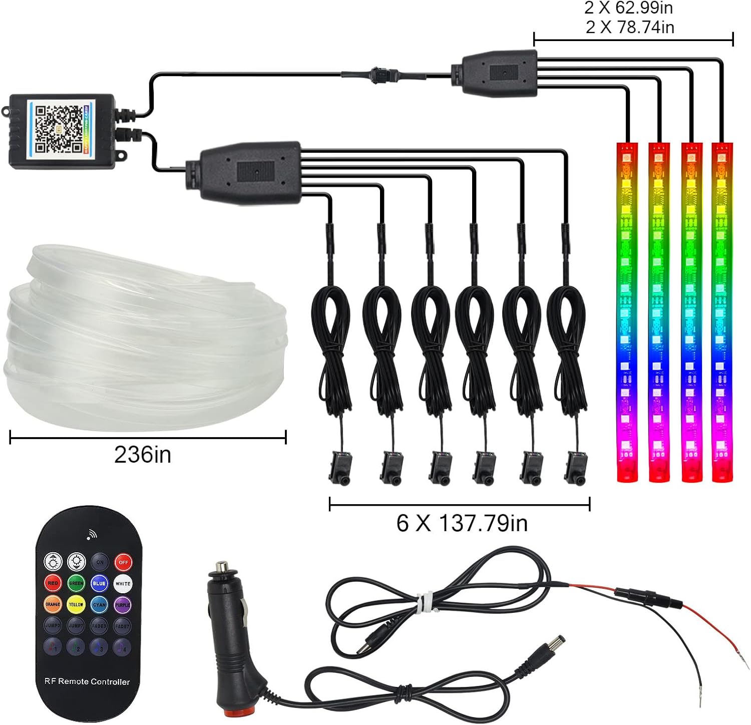 10 in 1 Car LED Strip Lights with APP Control O55366