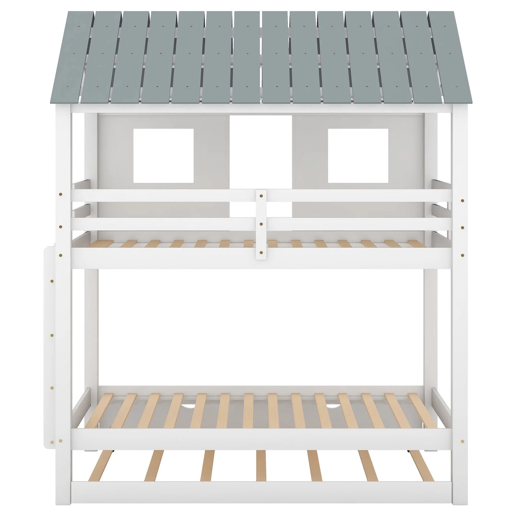Twin Size House Bunk Bed with Trundle A980075