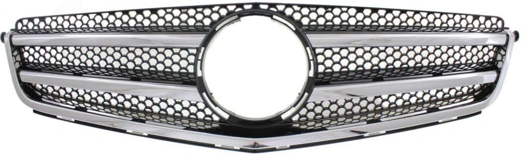 Chrome Shell Grille Assembly with Painted Black Insert for Mercedes-Benz C300 C350 2008-2011 AMG Styling Package Plastic P481782