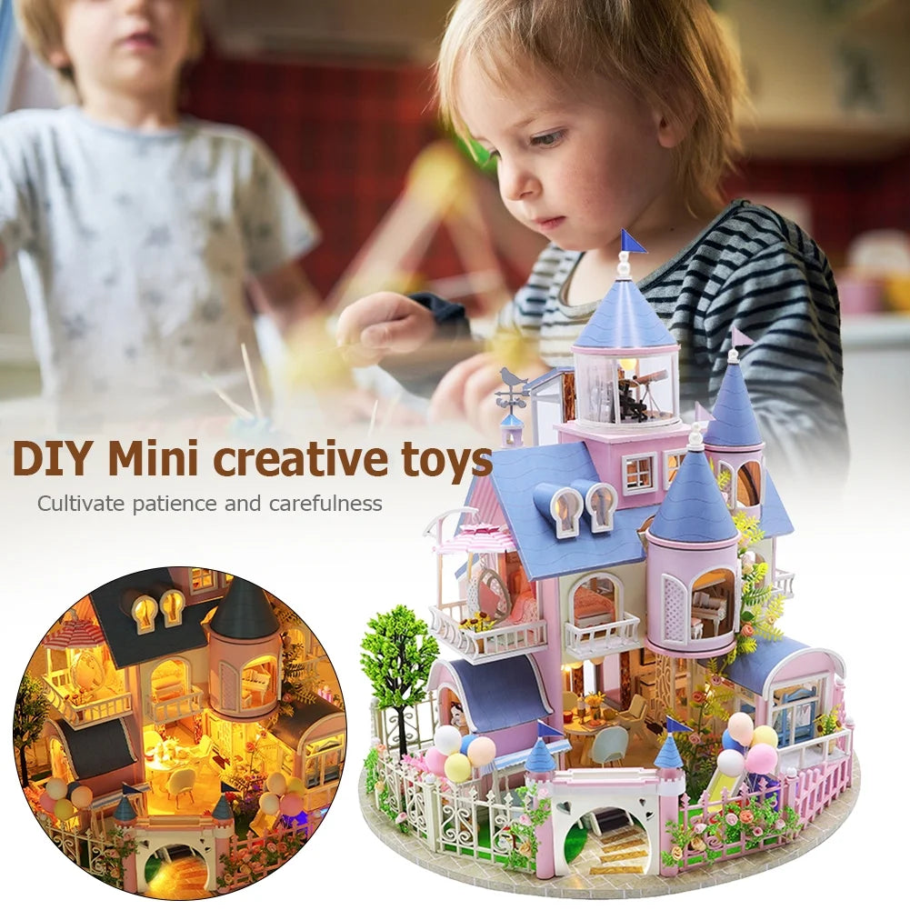 Miniature 3D Wooden Dollhouse Kit with LED C36596