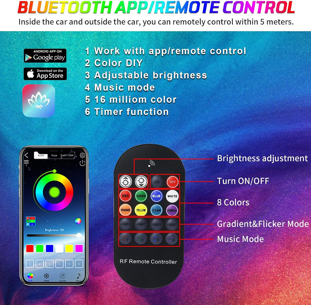 10 in 1 Car LED Strip Lights with APP Control O55366