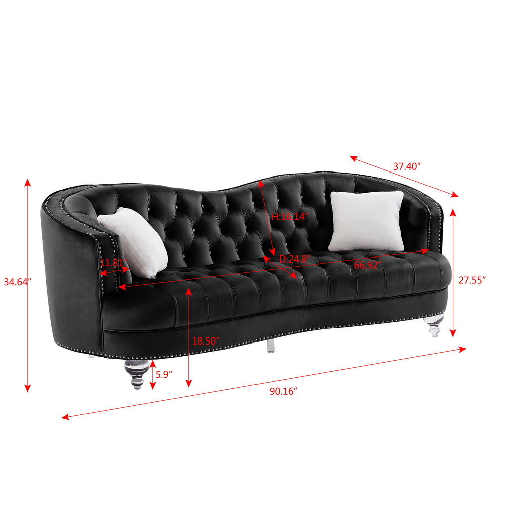 Black Tufted 3P Sofa F56291