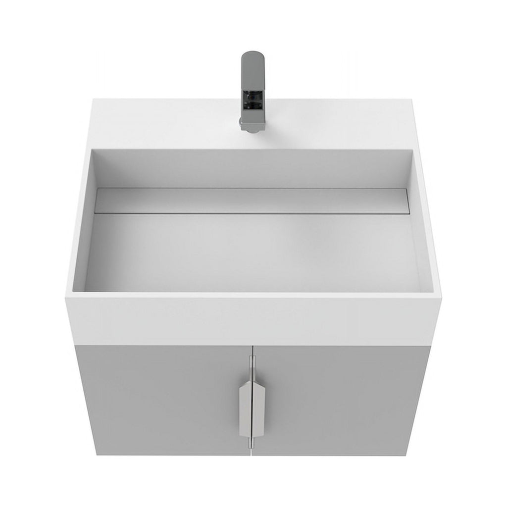 Gray Wood Floating Vanity with White Top T960412