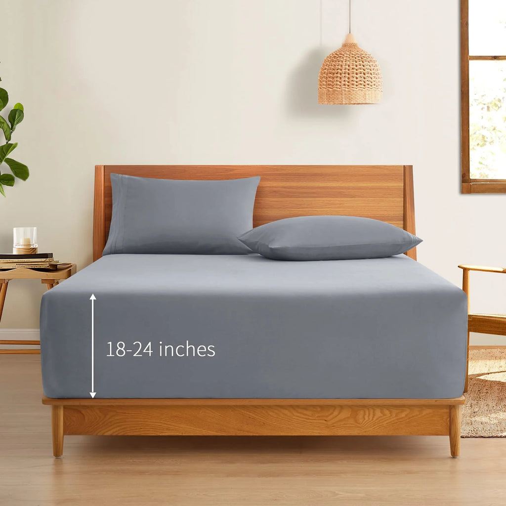 Gray 1800 Thread Count Microfiber King Fitted Sheet with Deep Pocket U299