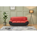 Black/Red Faux Leather Sofa with Pillow Armrests G6000