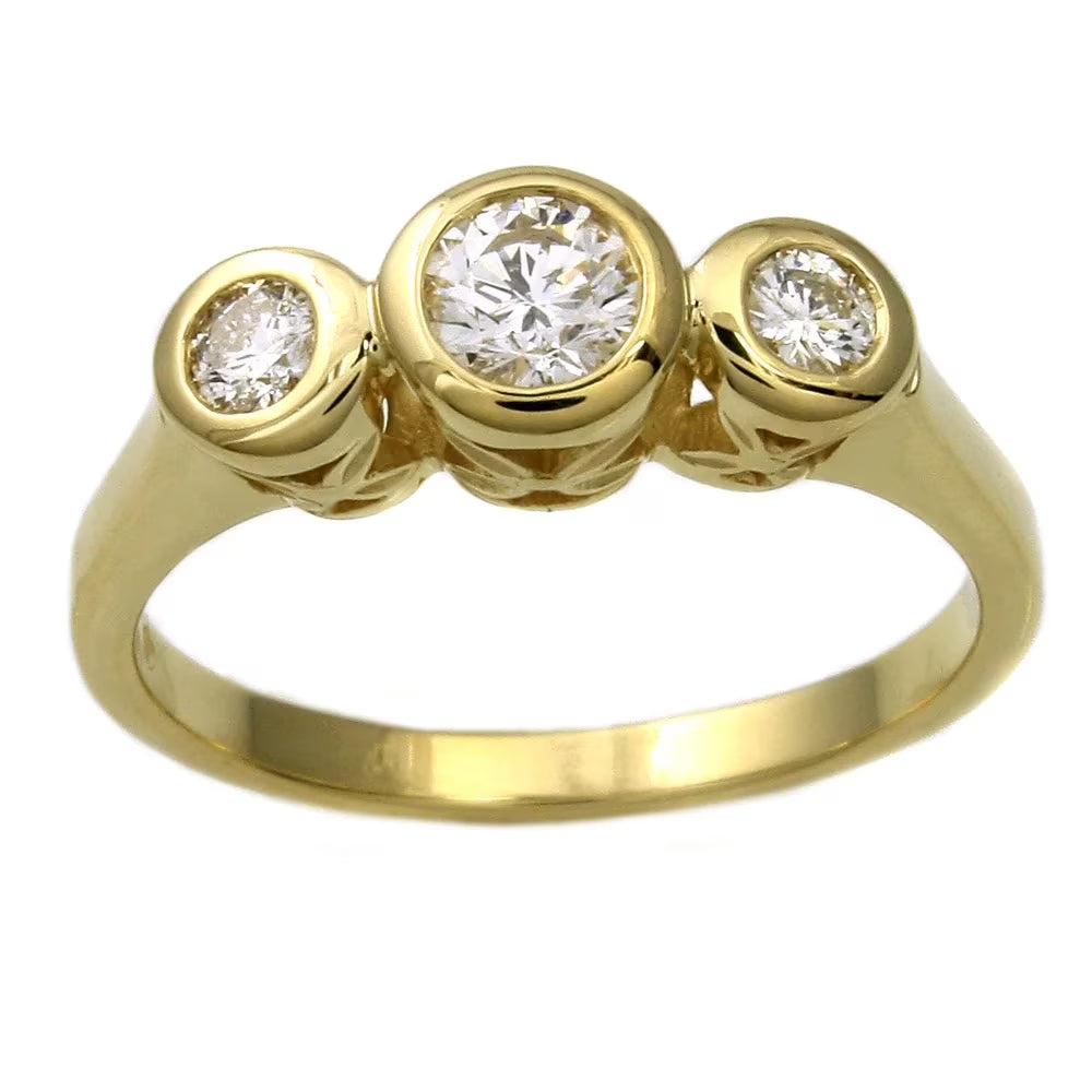 14K Yellow Gold Three-Stone Diamond Ring E30408