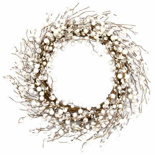 20 Inch Artificial Winter Wreath White Berry Wreath E8316
