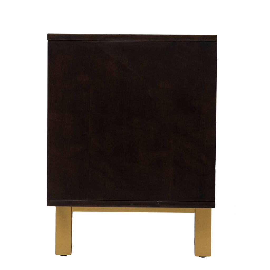 Sliding Door Media Stand Brown Gold Natural O9004