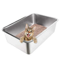 Stainless Steel Cat Litter Box With High Sides Q358