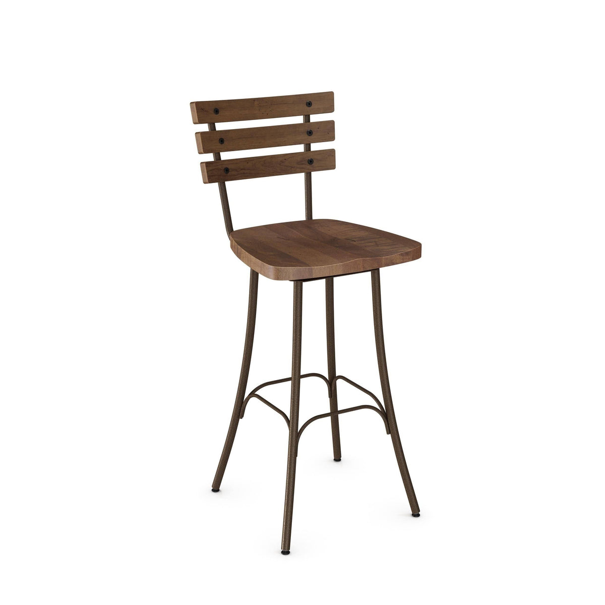 Swivel Bar Stool with Distressed Wood Seat K648