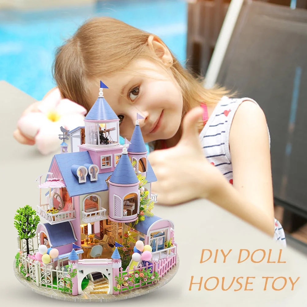 Miniature 3D Wooden Dollhouse Kit with LED C36596