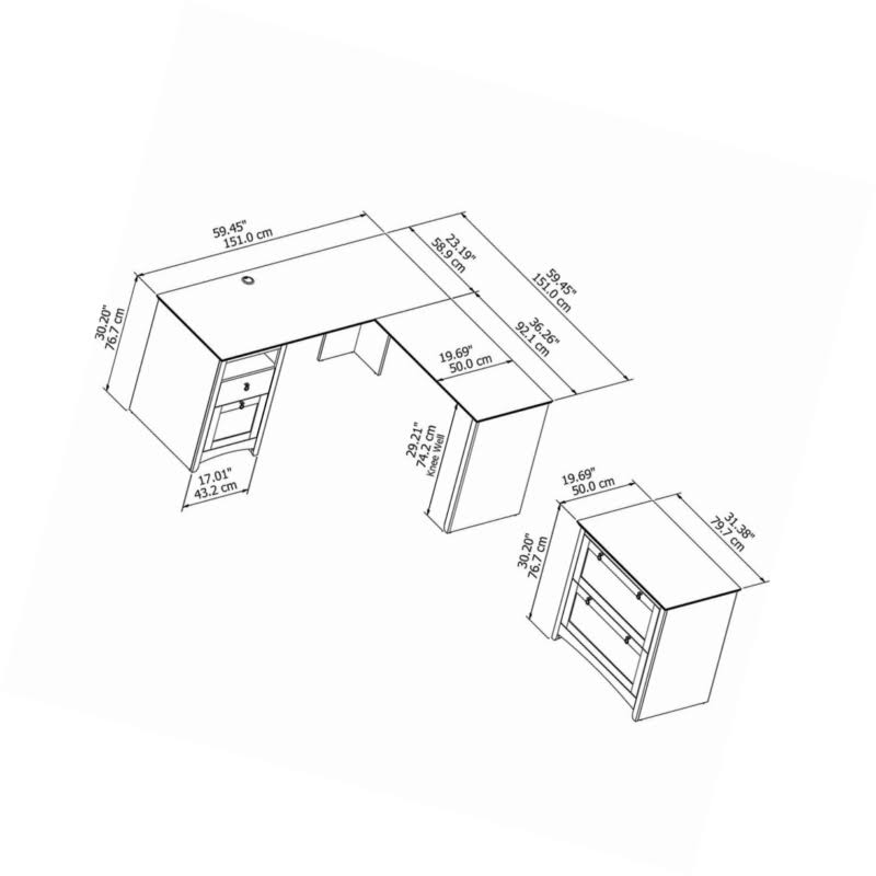 L Shaped Desk with Lateral File Cabinet G705