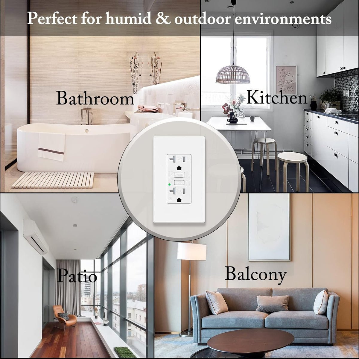 20 Amp GFCI Outlet, Tamper Resistant, Weather Resistant, Glossy White C956423