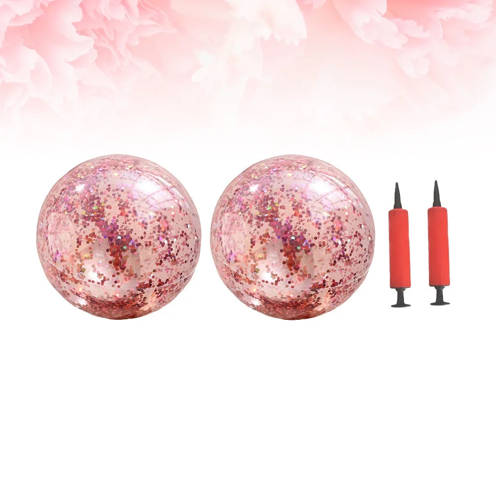 Rose Golden Glitter Beach Ball 4 Pcs Set with Pump B245