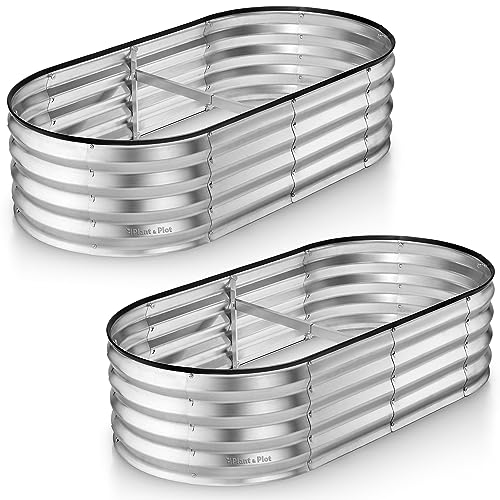 8×4×1 ft 2-Pack Galvanized Metal Raised Garden Bed P404