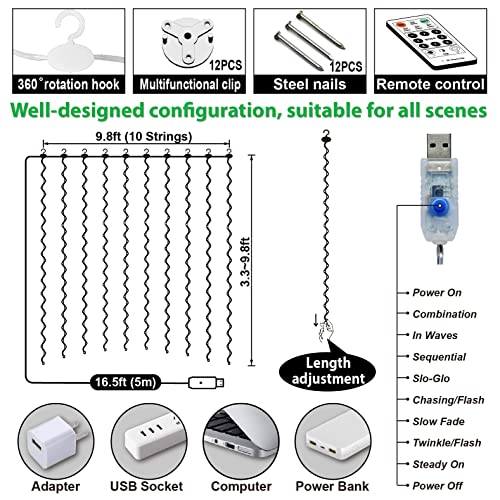 2 Pack 300 LED Curtain Fairy Lights with Remote, Warm White O227