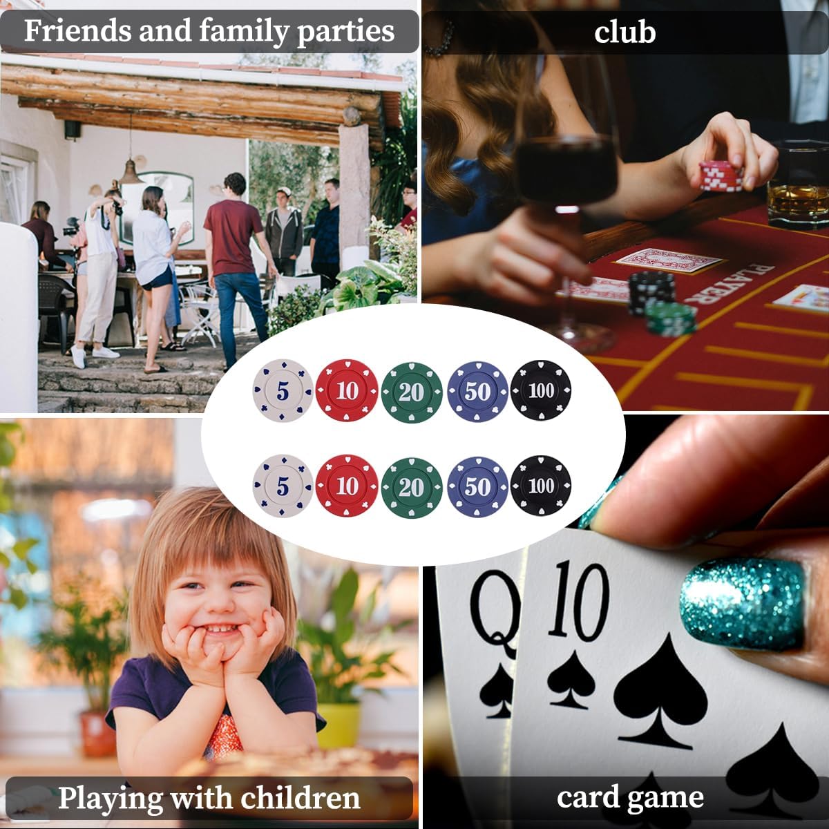 Plastic Poker Chips Set with Holder D46772