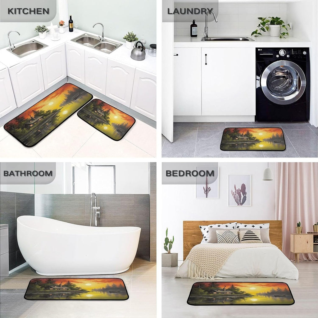 Kitchen Rug Set of 2, Non Slip Washable Anti-Fatigue Floor Mat L70514
