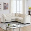 Beige Velvet 5-Seater Corner Sofa with 3 Cushions C83381