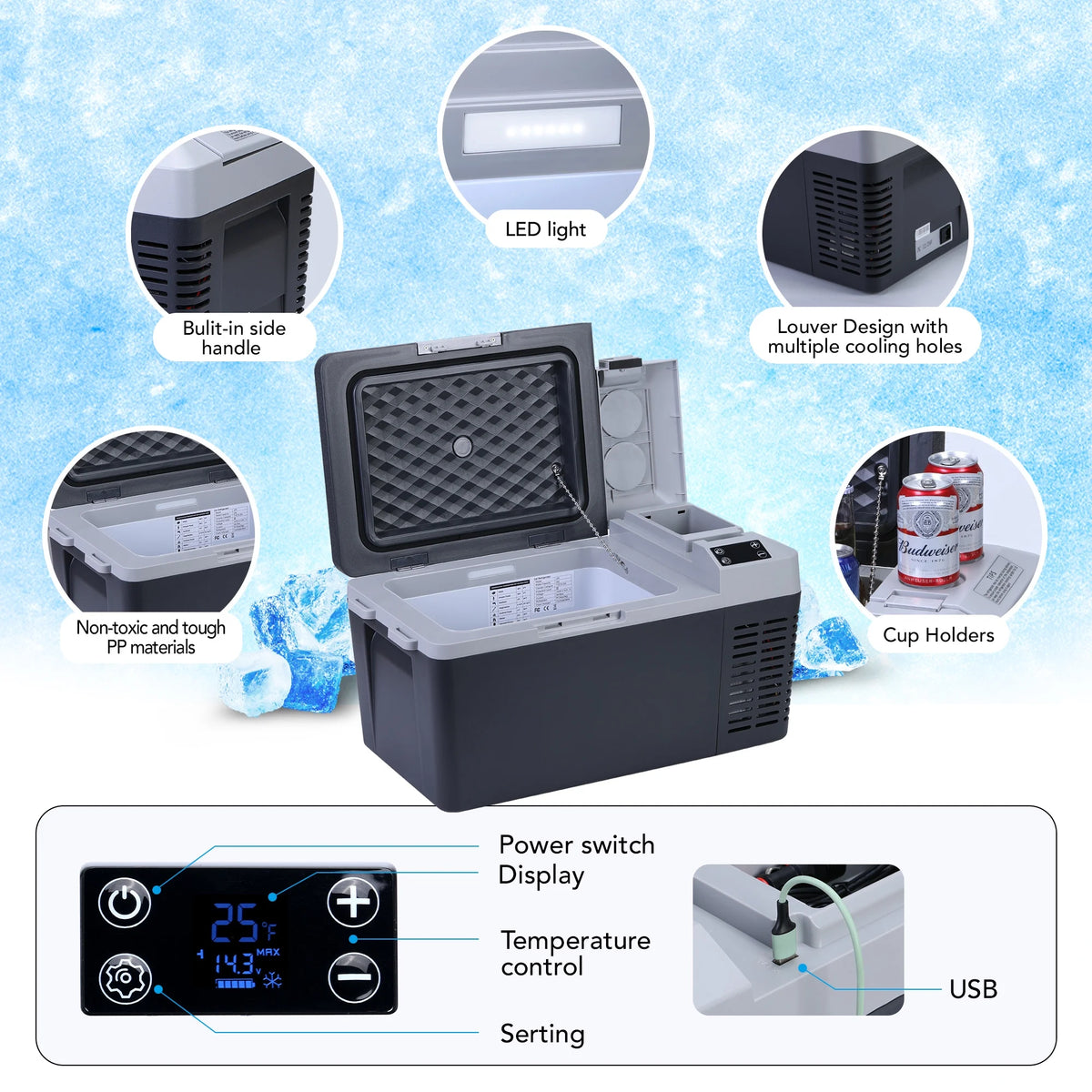 12 Volt 21 Quart Car Refrigerator Electric Cooler R115