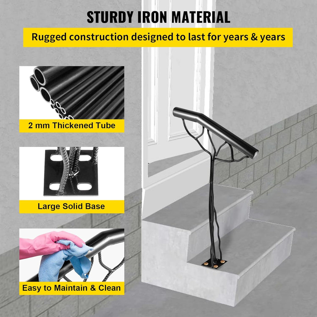 Black Wrought Iron Stair Hand Rail, Pack of 2 Q911977
